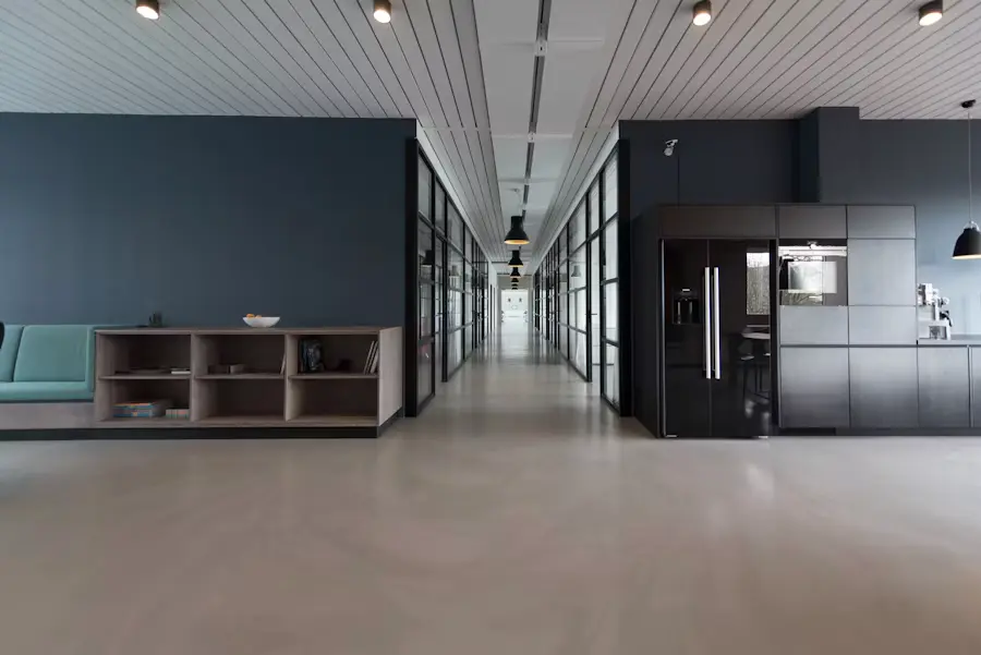 Modern open-plan office interior with natural light